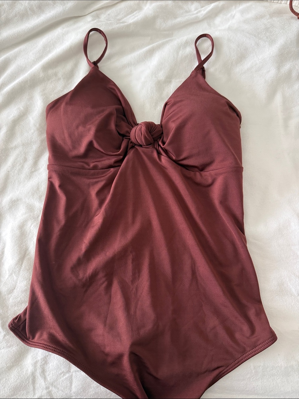 Express Knot-Front Burgundy Bodysuit